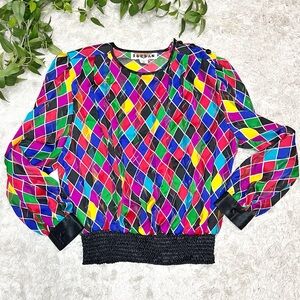 Vintage Jordan Women’s Long Sleeve Blouse Multicolor